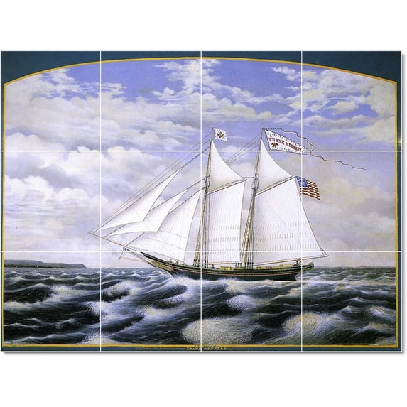 Ceramic Tile Mural-James Bard Ships Tile Mural Residential Art 24" w x 18" h using (12) 6 x 6 ceramic tiles