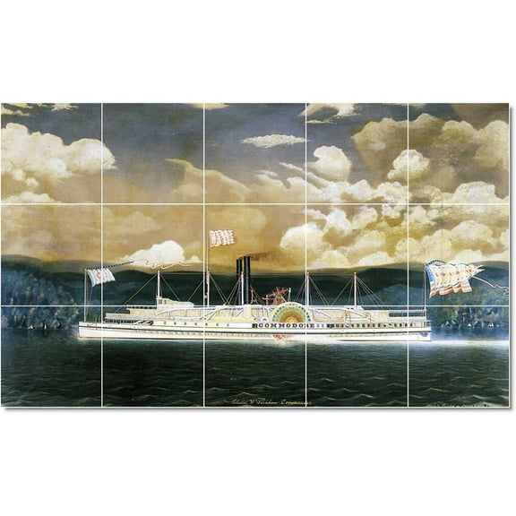 Ceramic Tile Mural-James Bard Ships Tile Mural Residential Remodel Ideas. 21.25" w x 12.75" h using (15) 4.25 x 4.25 ceramic tiles