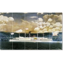 Ceramic Tile Mural-James Bard Ships Tile Mural Residential Remodel Ideas. 21.25" w x 12.75" h using (15) 4.25 x 4.25 ceramic tiles