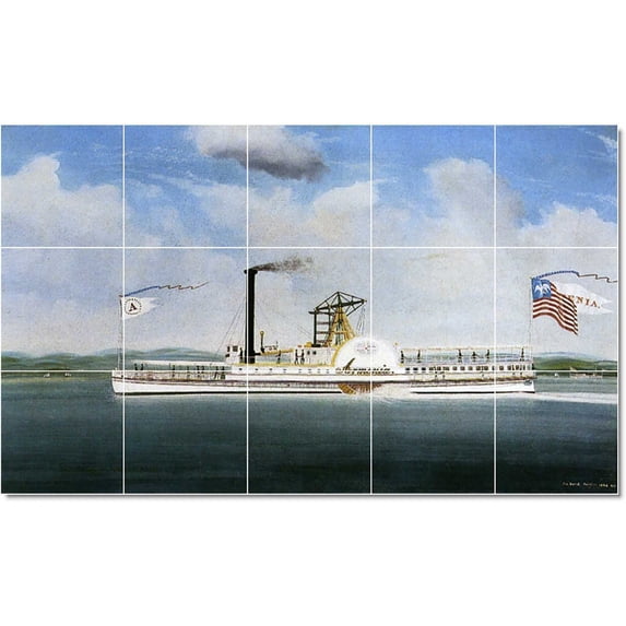 Ceramic Tile Mural-James Bard Ships Tile Mural Traditional House Renovation. 30" w x 18" h using (15) 6 x 6 ceramic tiles