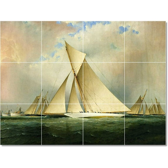 Ceramic Tile Mural-James Buttersworth Ship Boat Painting 116. 32" w x 24" h using (12) 8 x 8 ceramic tiles