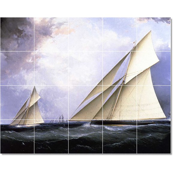 Ceramic Tile Mural-James Buttersworth Ships Tile Mural Commercial Remodeling Design Idea. 30" w x 24" h using (20) 6 x 6 ceramic tiles