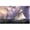 thumbnail image 1 of Ceramic Tile Mural-James Buttersworth Ships Tile Mural Contemporary Interior Construction. 40" w x 24" h using (15) 8 x 8 ceramic tiles, 1 of 3