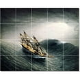 thumbnail image 1 of Ceramic Tile Mural-James Buttersworth Ships Tile Mural Home Construction Idea. 21.25" w x 17" h using (20) 4.25 x 4.25 ceramic tiles, 1 of 3