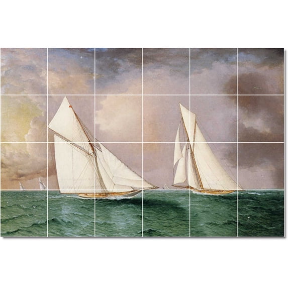 Ceramic Tile Mural-James Buttersworth Ships Tile Mural Home Decorating Ideas. 36" w x 24" h using (24) 6 x 6 ceramic tiles