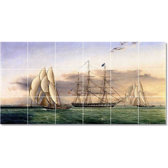 Ceramic Tile Mural-James Buttersworth Ships Tile Mural House Renovate Ideas. 36" w x 18" h using (18) 6 x 6 ceramic tiles
