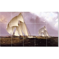 Ceramic Tile Mural-James Buttersworth Ships Tile Mural Interior Construction Design Idea. 21.25" w x 12.75" h using (15) 4.25 x 4.25 ceramic tiles