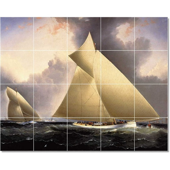 Ceramic Tile Mural-James Buttersworth Ships Tile Mural Traditional Home Renovate. 21.25" w x 17" h using (20) 4.25 x 4.25 ceramic tiles