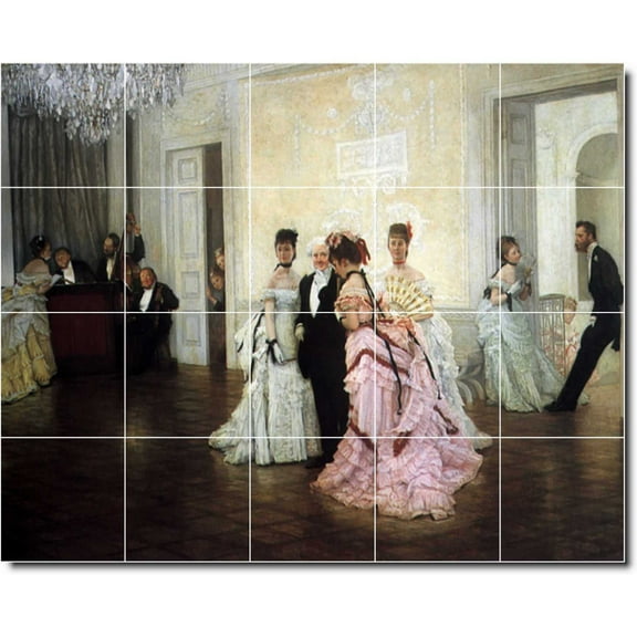 Ceramic Tile Mural-James Tissot City Bathroom Tile Mural 18. 21.25" w x 17" h using (20) 4.25 x 4.25 ceramic tiles