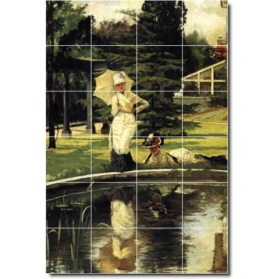 Ceramic Tile Mural-James Tissot Garden Wall Tile Mural 2. 24" w x 36" h using (24) 6 x 6 ceramic tiles