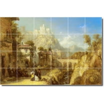 Ceramic Tile Mural-James Webb Village Painting 68. 25.5" w x 17" h using (24) 4.25 x 4.25 ceramic tiles