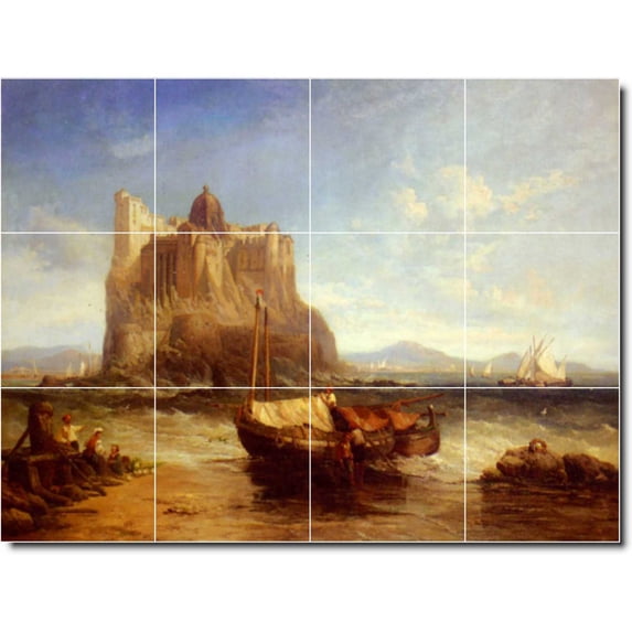 Ceramic Tile Mural-James Webb Waterfront Painting 251. 48" w x 36" h using (12) 12 x 12 ceramic tiles