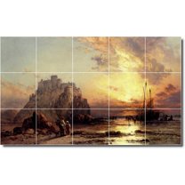 Ceramic Tile Mural-James Webb Waterfront Painting 254. 21.25" w x 12.75" h using (15) 4.25 x 4.25 ceramic tiles