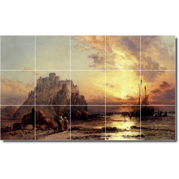 Ceramic Tile Mural-James Webb Waterfront Painting 254. 21.25" w x 12.75" h using (15) 4.25 x 4.25 ceramic tiles