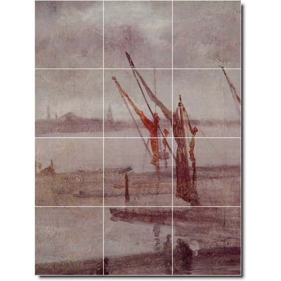 Ceramic Tile Mural-James Whistler Waterfront Painting 260. 36" w x 48" h using (12) 12 x 12 ceramic tiles