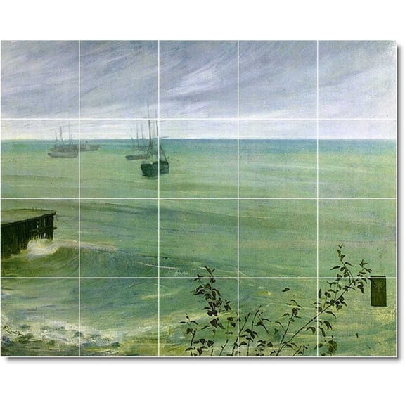 Ceramic Tile Mural-James Whistler Waterfront Painting 263. 60" w x 48" h using (20) 12 x 12 ceramic tiles