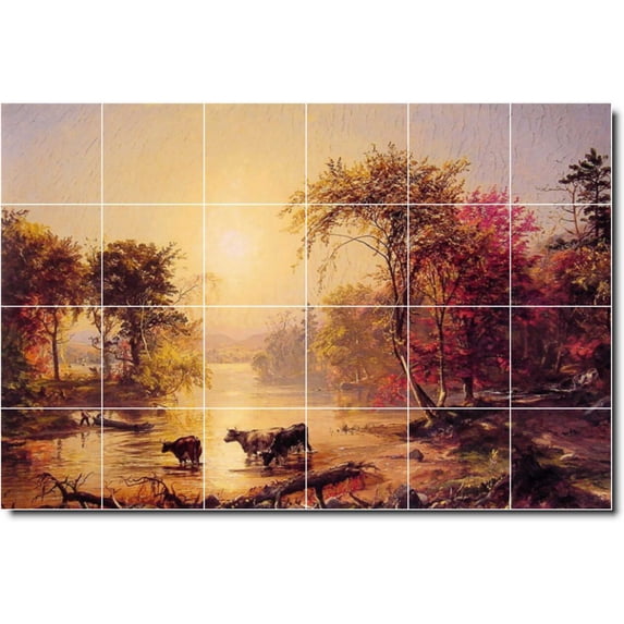 Ceramic Tile Mural-Jasper Cropsey Country Painting 179. 72" w x 48" h using (24) 12 x 12 ceramic tiles
