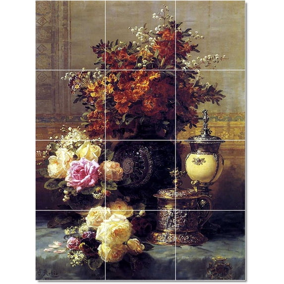 Ceramic Tile Mural-Jean Baptiste Robie Flowers Painting 180. 18" w x 24" h using (12) 6 x 6 ceramic tiles
