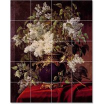 Ceramic Tile Mural-Jean Capeinick Flowers Tile Mural Commercial Remodeling Idea. 17" w x 21.25" h using (20) 4.25 x 4.25 ceramic tiles