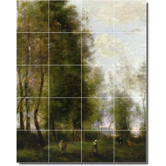 Ceramic Tile Mural-Jean Corot Country Painting 181. 48" w x 60" h using (20) 12 x 12 ceramic tiles