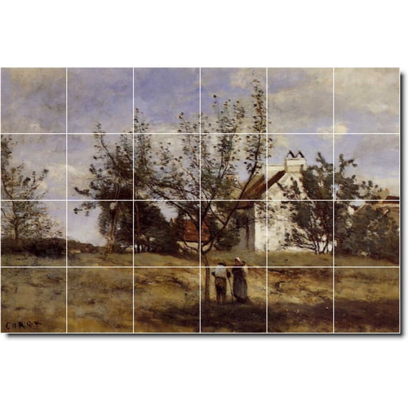 Ceramic Tile Mural-Jean Corot Country Painting 182. 72" w x 48" h using (24) 12 x 12 ceramic tiles