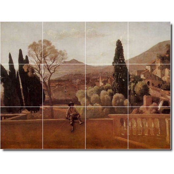 Ceramic Tile Mural-Jean Corot Country Painting 187. 17" w x 12.75" h using (12) 4.25 x 4.25 ceramic tiles