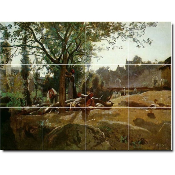 Ceramic Tile Mural-Jean Corot Country Painting 193. 24" w x 18" h using (12) 6 x 6 ceramic tiles