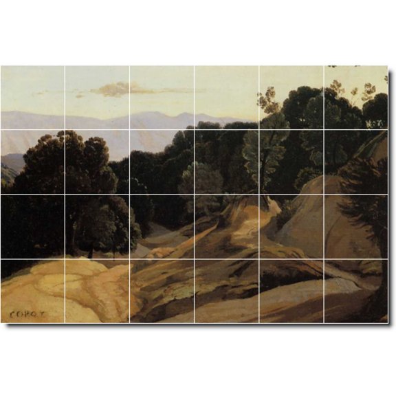 Ceramic Tile Mural-Jean Corot Country Painting 194. 36" w x 24" h using (24) 6 x 6 ceramic tiles