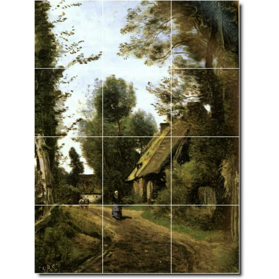Ceramic Tile Mural-Jean Corot Country Painting 196. 12.75" w x 17" h using (12) 4.25 x 4.25 ceramic tiles