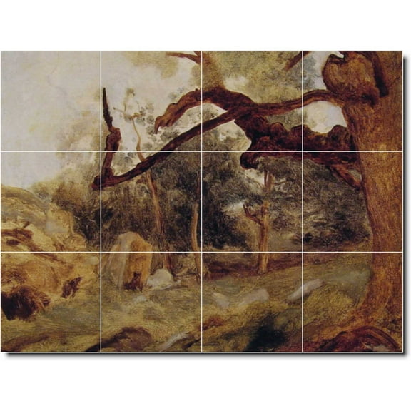 Ceramic Tile Mural-Jean Corot Landscapes Painting 309. 17" w x 12.75" h using (12) 4.25 x 4.25 ceramic tiles