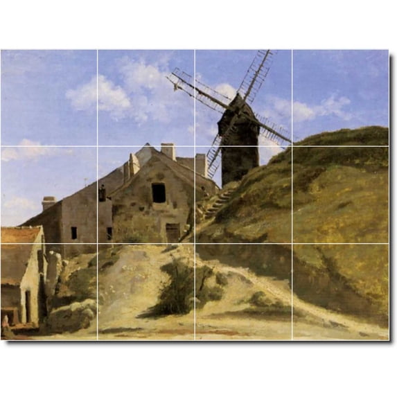 Ceramic Tile Mural-Jean Corot Village Painting 73. 48" w x 36" h using (12) 12 x 12 ceramic tiles
