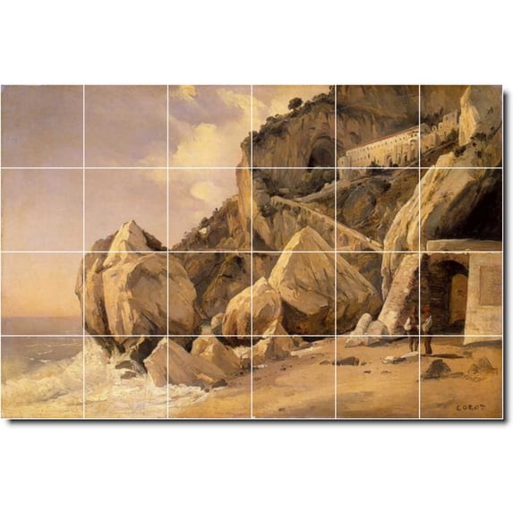 Ceramic Tile Mural-Jean Corot Waterfront Painting 275. 36" w x 24" h using (24) 6 x 6 ceramic tiles