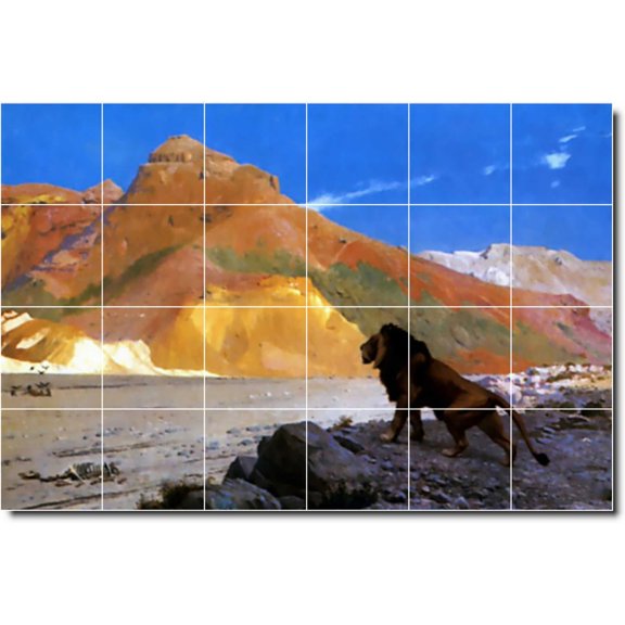 Ceramic Tile Mural-Jean Gerome Animals Painting 38. 48" w x 32" h using (24) 8 x 8 ceramic tiles