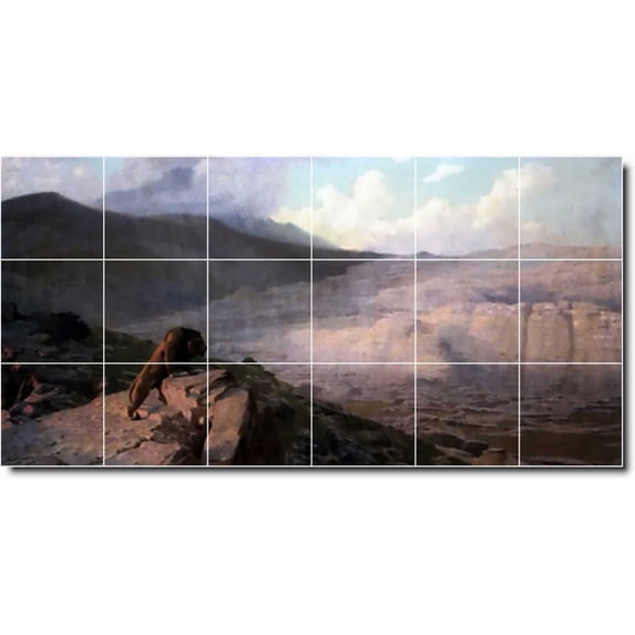 Ceramic Tile Mural-Jean Gerome Animals Painting 39. 36" w x 18" h using (18) 6 x 6 ceramic tiles
