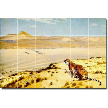 Ceramic Tile Mural-Jean Gerome Animals Painting 46. 25.5" w x 17" h using (24) 4.25 x 4.25 ceramic tiles