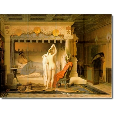 Ceramic Tile Mural-Jean Gerome Nudes Floor Tile Mural 18. 17" w x 12.75" h using (12) 4.25 x 4.25 ceramic tiles
