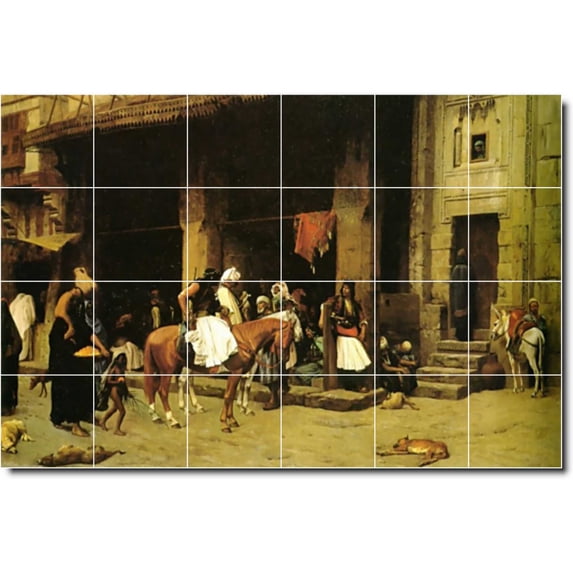 Ceramic Tile Mural-Jean Gerome Village Painting 82. 48" w x 32" h using (24) 8 x 8 ceramic tiles