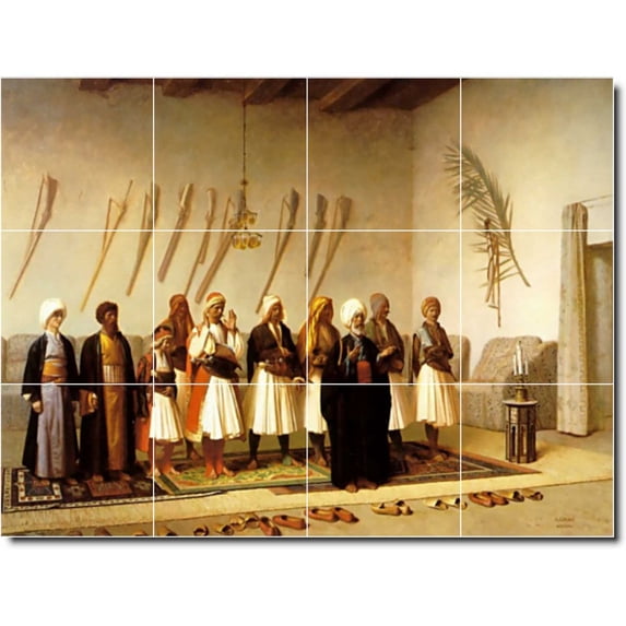Ceramic Tile Mural-Jean Gerome Village Painting 83. 24" w x 18" h using (12) 6 x 6 ceramic tiles