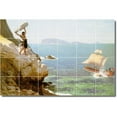 thumbnail image 1 of Ceramic Tile Mural-Jean Gerome Waterfront Painting 281. 72" w x 48" h using (24) 12 x 12 ceramic tiles, 1 of 3