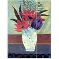 thumbnail image 1 of Ceramic Tile Mural-Jean-Jacques Rousseau Flowers Painting 203. 12.75" w x 17" h using (12) 4.25 x 4.25 ceramic tiles, 1 of 3
