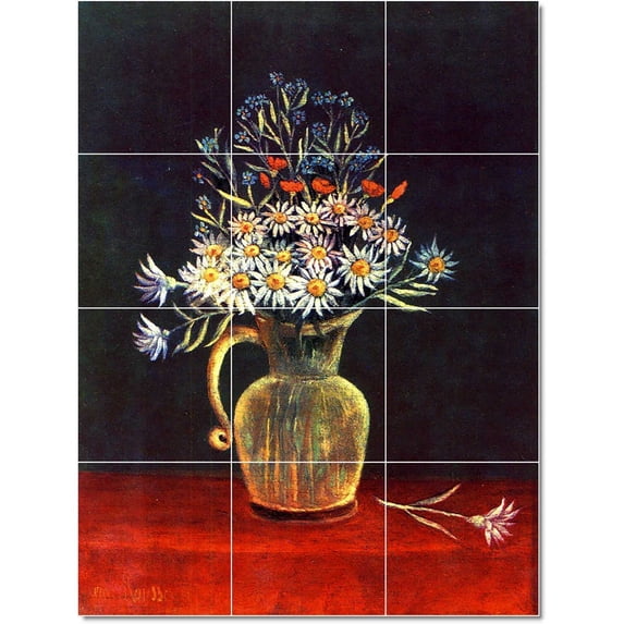 Ceramic Tile Mural-Jean-Jacques Rousseau Flowers Tile Mural Modern Home Renovations 12.75" w x 17" h using (12) 4.25 x 4.25 ceramic tiles