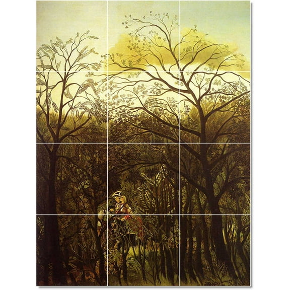 Ceramic Tile Mural-Jean-Jacques Rousseau Poster Art Painting 73. 12.75" w x 17" h using (12) 4.25 x 4.25 ceramic tiles