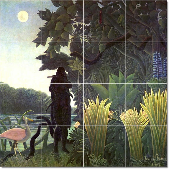 Ceramic Tile Mural-Jean-Jacques Rousseau Poster Art Tile Mural Commercial Design. 48" w x 48" h using (16) 12 x 12 ceramic tiles