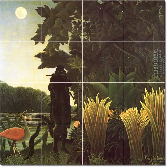 Ceramic Tile Mural-Jean-Jacques Rousseau Poster Art Tile Mural Contemporary Construction. 24" w x 24" h using (16) 6 x 6 ceramic tiles