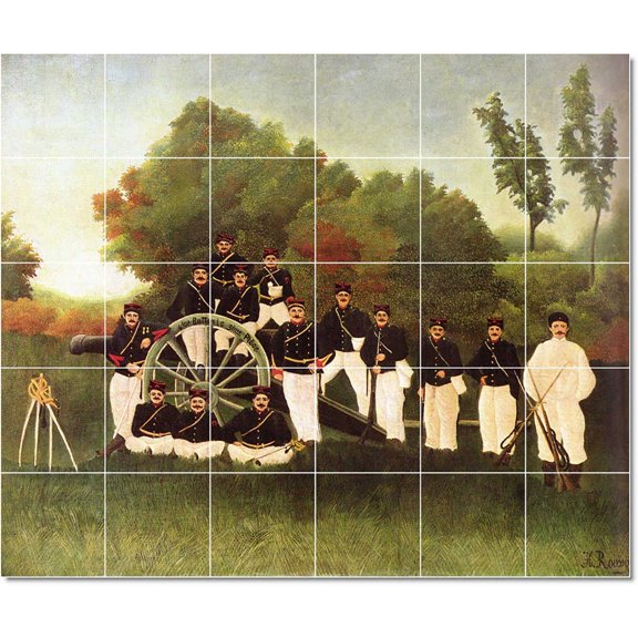 Ceramic Tile Mural-Jean-Jacques Rousseau Poster Art Tile Mural Contemporary Home Renovations. 25.5" w x 21.25" h using (30) 4.25 x 4.25 ceramic tiles