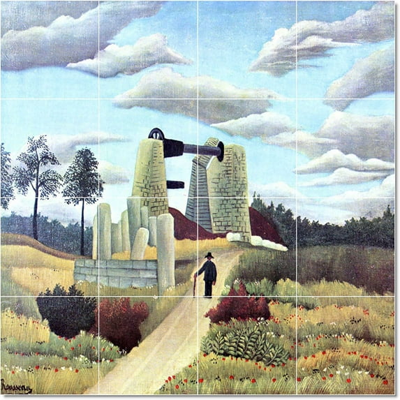 Ceramic Tile Mural-Jean-Jacques Rousseau Poster Art Tile Mural Contemporary Renovations. 24" w x 24" h using (16) 6 x 6 ceramic tiles