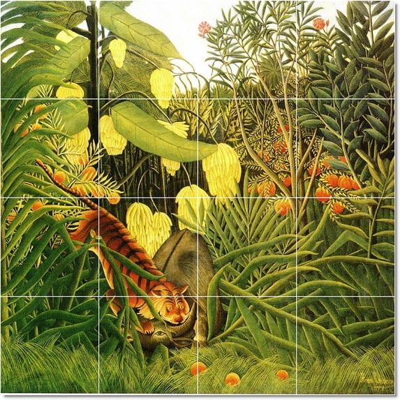 Ceramic Tile Mural-Jean-Jacques Rousseau Poster Art Tile Mural Home Renovations Design. 32" w x 32" h using (16) 8 x 8 ceramic tiles