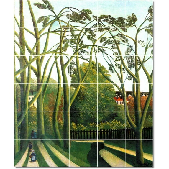 Ceramic Tile Mural-Jean-Jacques Rousseau Poster Art Tile Mural House Construction Design. 60" w x 72" h using (30) 12 x 12 ceramic tiles