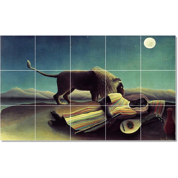 Ceramic Tile Mural-Jean-Jacques Rousseau Poster Art Tile Mural Modern Floor Design. 30" w x 18" h using (15) 6 x 6 ceramic tiles