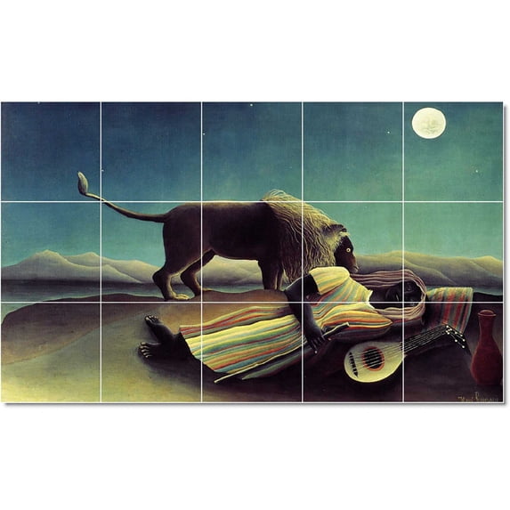 Ceramic Tile Mural-Jean-Jacques Rousseau Poster Art Tile Mural Modern Floor Design. 60" w x 36" h using (15) 12 x 12 ceramic tiles